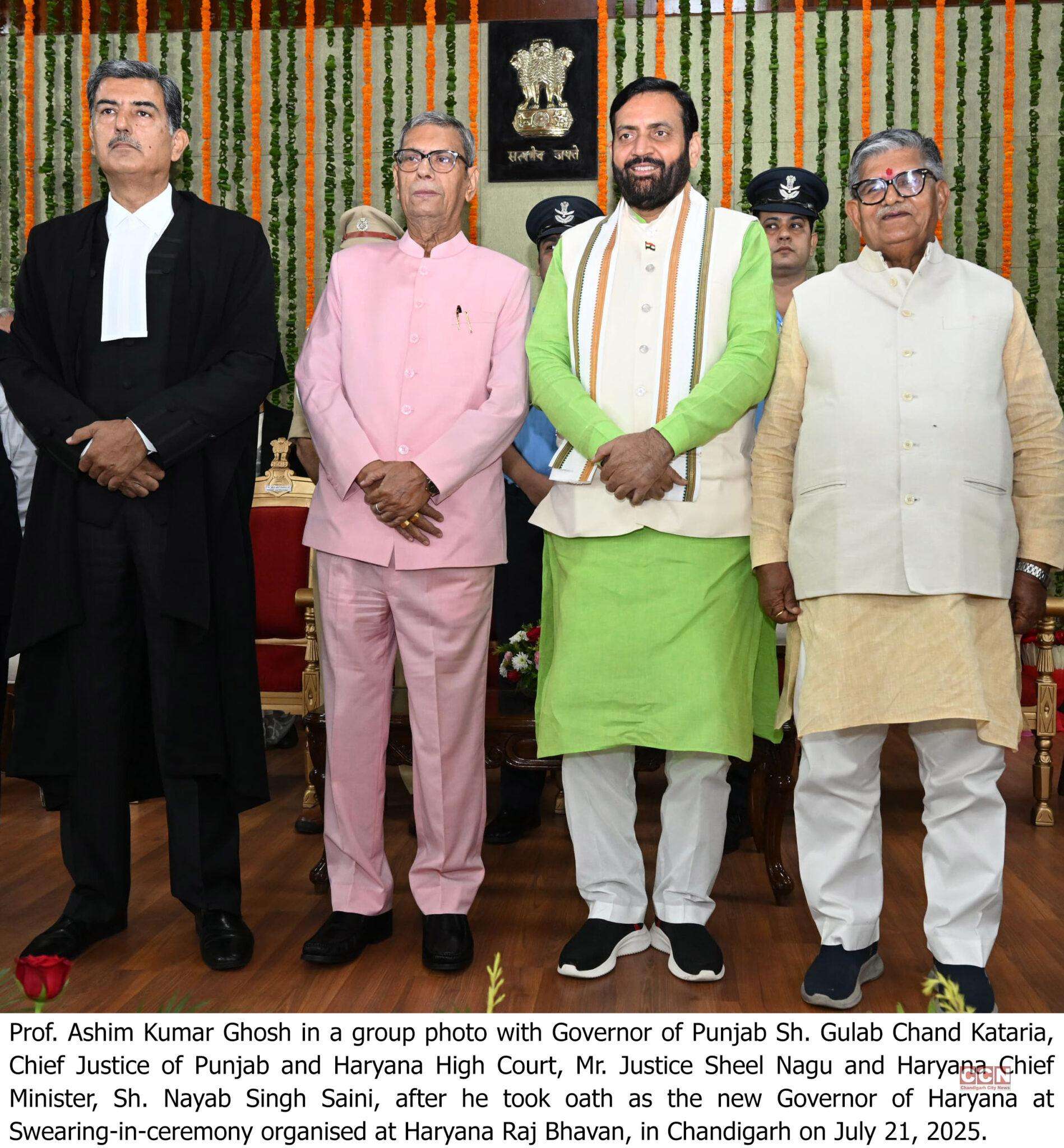 Ashim Raj K Prof. Ashim Kumar Ghosh today sworn in as the 19th Governor of Haryana ...