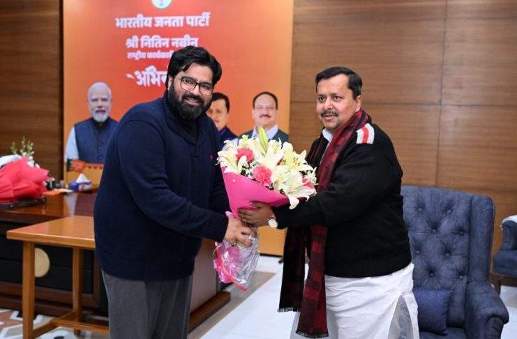 Rajya Sabha MP Kartikeya Sharma meets Nitin Nabin in New Delhi